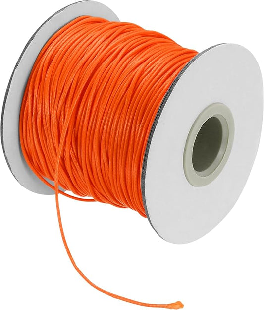 MECCANIXITY Waxed Cord 1mm Waxed Thread 87 Yard Wax String Leather Cord for Bracelet Making, Necklaces, Beading, Jewelry Making and DIY Crafts(Orange)