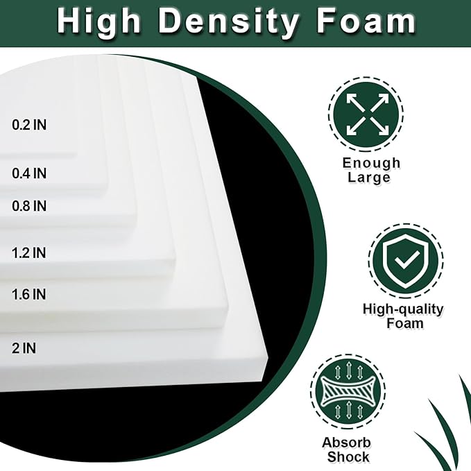 2PCS 59x79x0.2 Inches High Density Craft Foam Sheets, Suitable for Shipping, Packing, Mailing, DIY, Cosplay, Cushion Foam, 35D High Density Foam Sheets