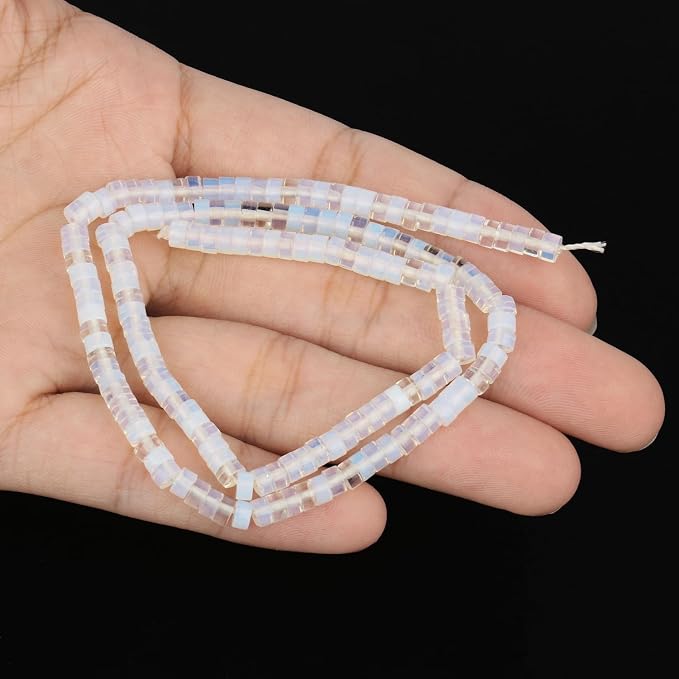 150Pcs 4×2mm Natural White Opal Spacer Stone Beads - Image 7