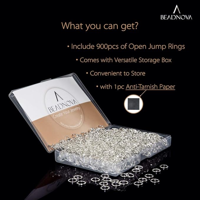 BEADNOVA 8mm Open Jump Rings Silver Jump Rings - Image 2
