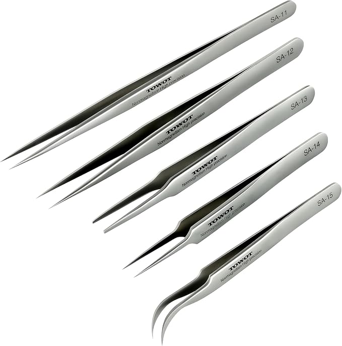 TOWOT Precision Tweezers, Non-Magnetic, Heat Resistant, Electronics, by TOWOTPrecisionTool