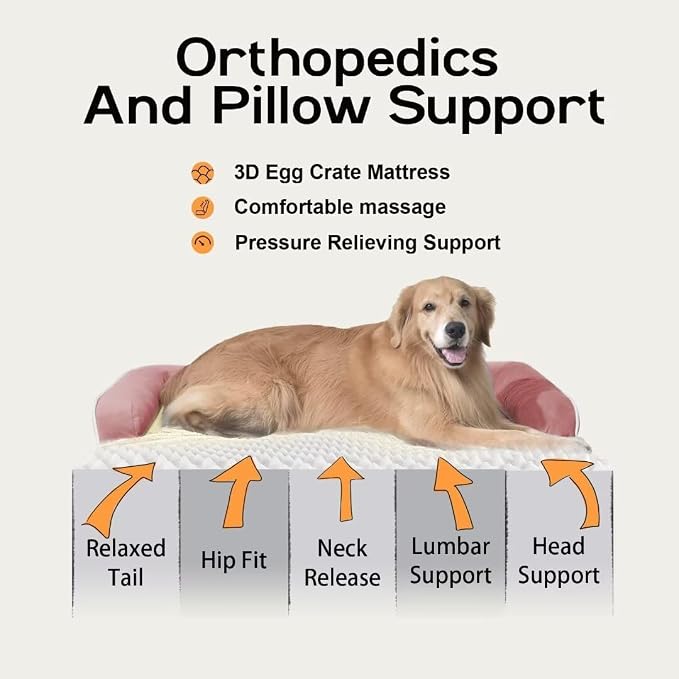 Large Dog Bed Orthopedic Washable Extra Pink XL XLarge Big Dog Bed - Image 3