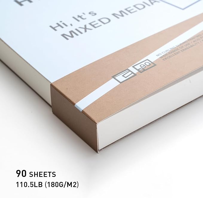HIMI Mix Media Paper Pad 9X12''(180g/m²) 90 Sheets Mix Paper Pad, Side Wire Bound, Fine Texture, in Gouache Acrylic Art Pad for Sketching, Ink Sketch Book, Art Supplies Drawing Pad Gift (Blue)