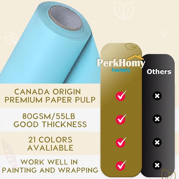 PerkHomy Light Blue Kraft Paper Roll 17.5" x 960" - Image 3