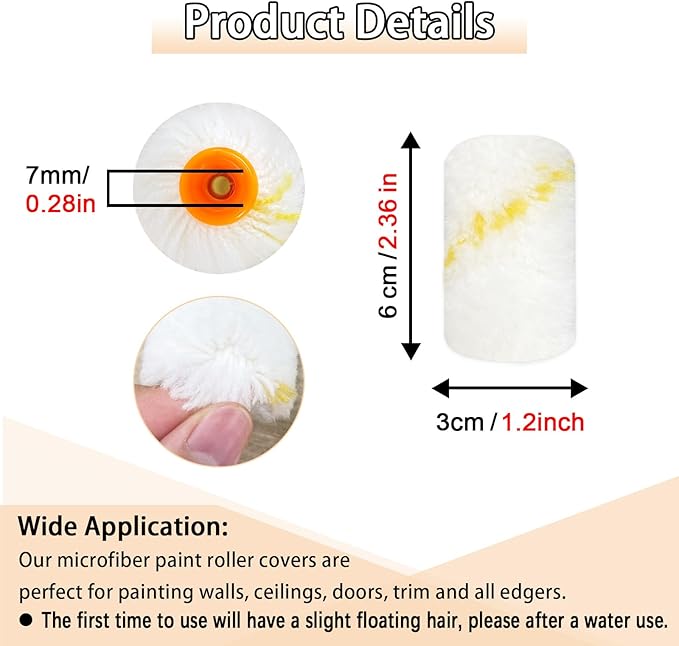 10 Pieces Paint Roller Cover with Frame Set, 2 inch Microfiber Roller Covers, Washable Covers for Roller Frame, House Painting Supplies, Naps for Paint Roller Brush for Painting Walls Ceilings