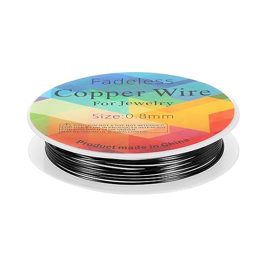 HARFINGTON 8ft Jewelry Wire, 20 Gauge (0.8mm) Brass Craft Soft Metal Tarnish Resistant Copper Beading Wire for Jewelry Making Supplies Crafting, Black