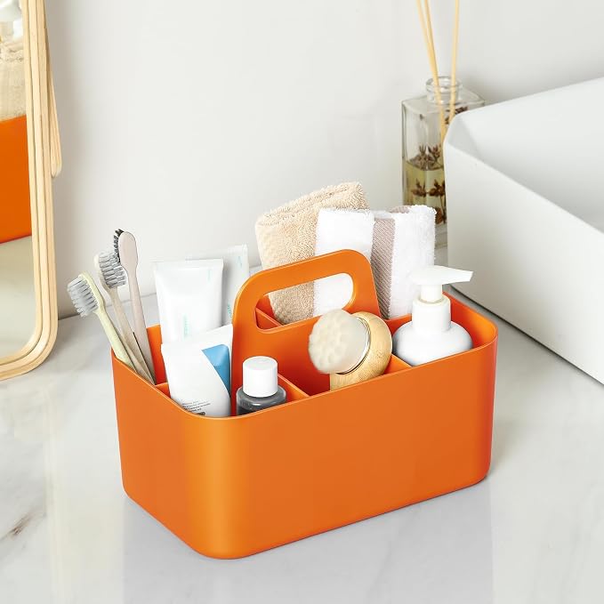 Multiuse Caddy Organizer with Handle, Portable Divided Plastic Tote Bin - Image 3