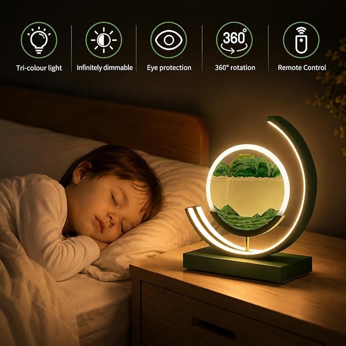 Moving Sand Art Lamp, 360 Degree Rotating Sands of Time Lamp - Image 2