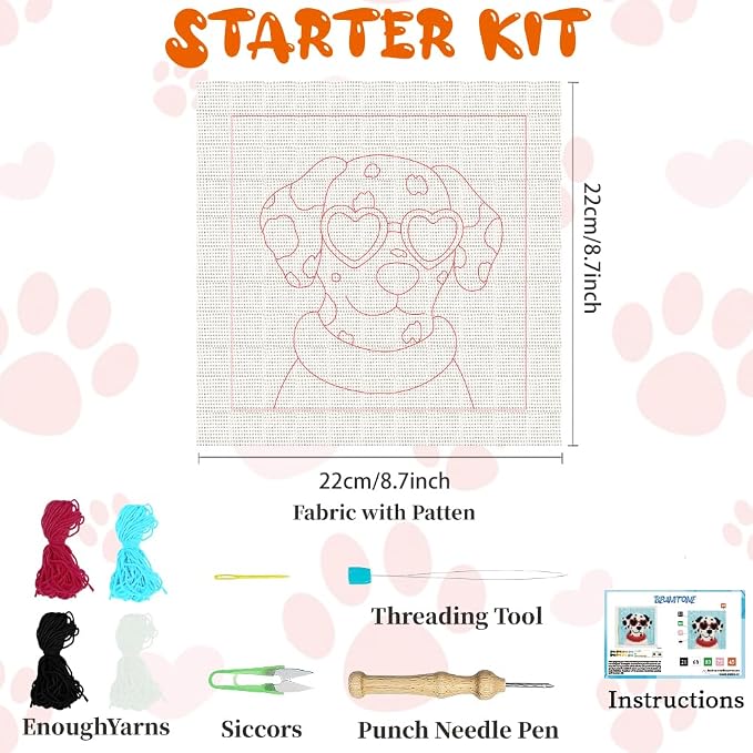 BEUNITONE Dog Punch Needle Kit for Beginners, Animals Starter Embroidery Kits - Image 2