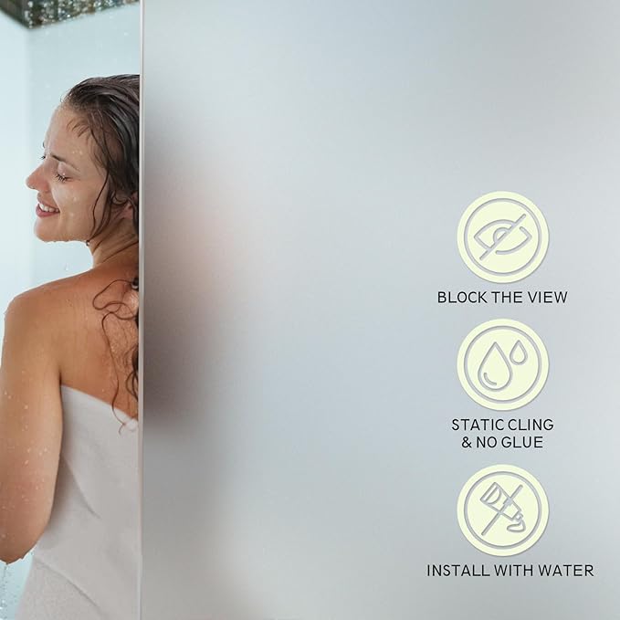 Frosted Glass Window Privacy Film - UV Sun Blocking Heat Control, Static Cling Removable & Reusable for Home, Bathroom, and Office (Frosted 35.4 Inch x 32.8 Feet)