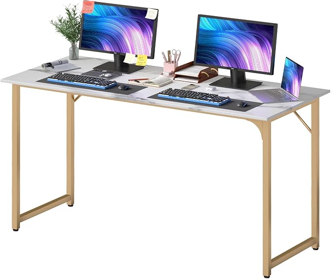 PayLessHere | 55 Inch Computer Desk | White Gold | Office Desk by PayLessHere