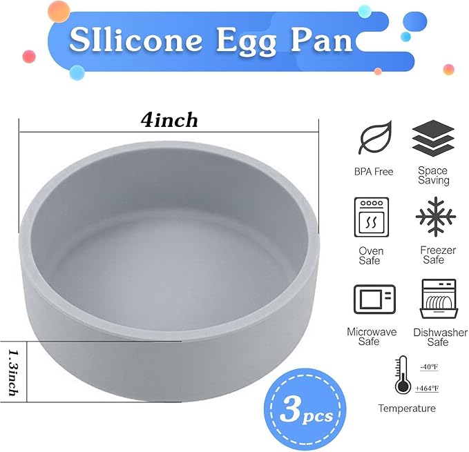 3Pcs ZHYEEDAA Air Fryer Egg Mold, Silicone Egg Molds, Individual Egg Bite Maker - Image 2