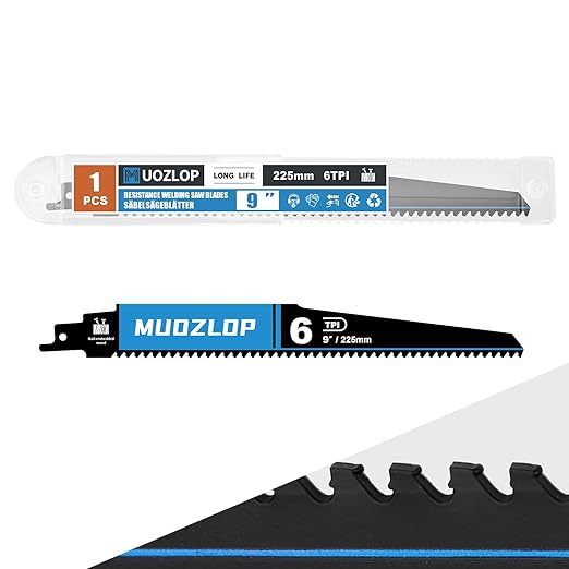 1 Pack 9 inch Reciprocating Saw Blades Set，6 TPI High Carbon Saw Blades for Wood with Nails ，Saw Blades with Organizer Case (1, 6T/9inch)