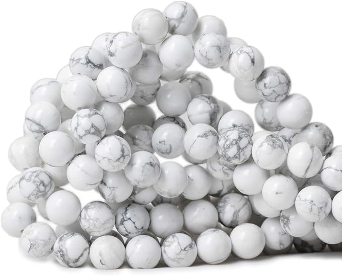 10mm 35PCS Natural White Howlite Gemstone Round Loose Stone Beads by CHEAVIAN