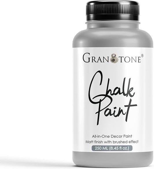 GRANOTONE Chalk Paint for Furniture | Matt-Finish Water-Based Acrylic Paint for Wood, Walls, Metal, Glass, Paper, Fabric Canvas | Maximum Coverage Chalk Paint for Kids & Adults, 120 Ml (AVIATOR GREY)