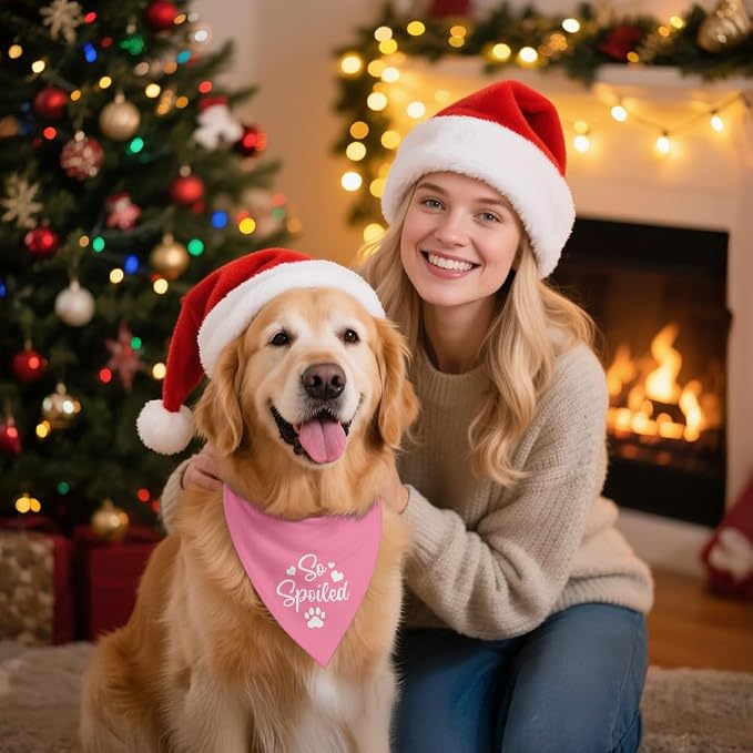 So Spoiled Pink Dog Bandana, Cute Love Printing Bandanas Decor, Funny Pet Scarf - Image 5