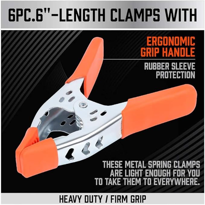 27-Piece 6-Inch Heavy Duty Spring Clamp Set, Large Metal Spring Clamps - Image 2