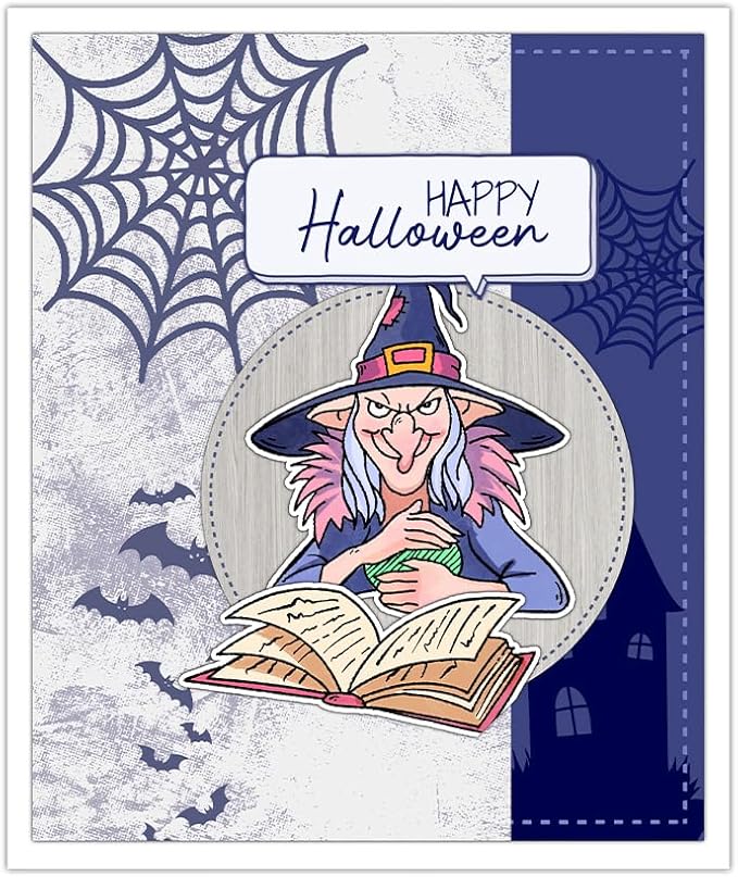 Halloween Clear Silicone stampReusable Stamp with Pumpkins, Skulls, Bats, Santa Claus, and Holiday Designs. Used for Making Cards, scrapbooks, and DIY templates (Halloween Witch)