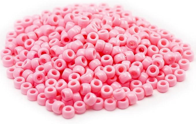 1000 Pcs Acrylic Pink DIY Pony Beads 6x9mm Bulk - Image 5