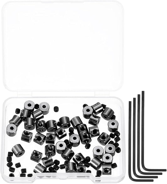 MECCANIXITY 40 Pcs Metal Locking Pin Backs, Locking Pin Keepers Clasp 5mm(H) with 4 Wrench Replacement in Storage Case for Badge, Brooch, Black Tone