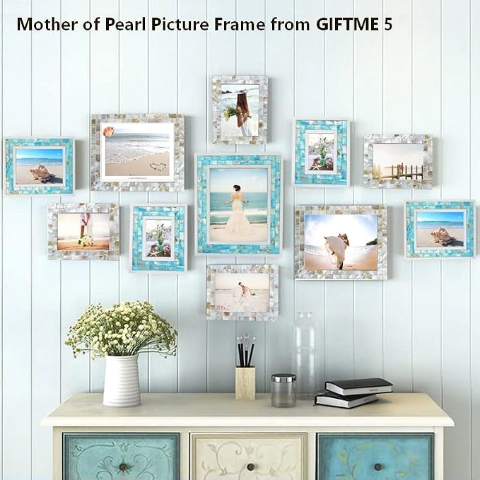 Mother of Pearl Mosaic Photo Frames 3.5by5 Beach Tabletop Picture Frame - Image 4