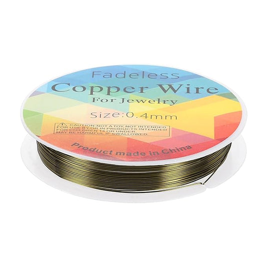 HARFINGTON 30ft Jewelry Wire, 26 Gauge (0.4mm) Brass Craft Soft Metal Tarnish Resistant Copper Beading Wire for Jewelry Making Supplies Crafting, Ancient Blue