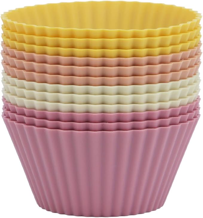 Large Silicone Muffin Cups, 12 Pack Reusable Cupcake Liners 3.54inch Baking by SAWNZC