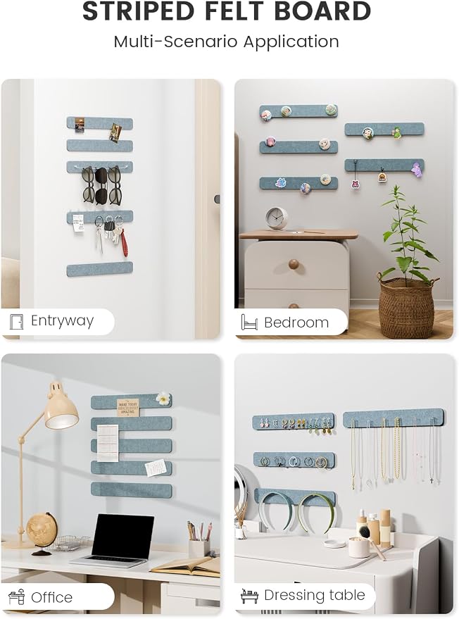 Fluxynara Cork Board Alternative Felt Strip Board 5-Pack 13"x2", Office Pin - Image 6
