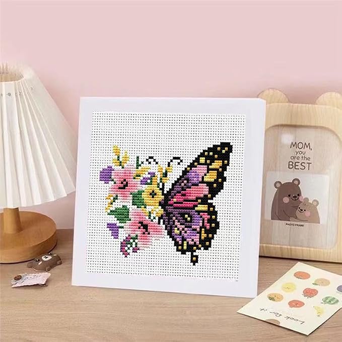 Tiwabb Cross Stitch Kits for Adults Beginners, Butterfly Flower Stamped Cross - Image 7