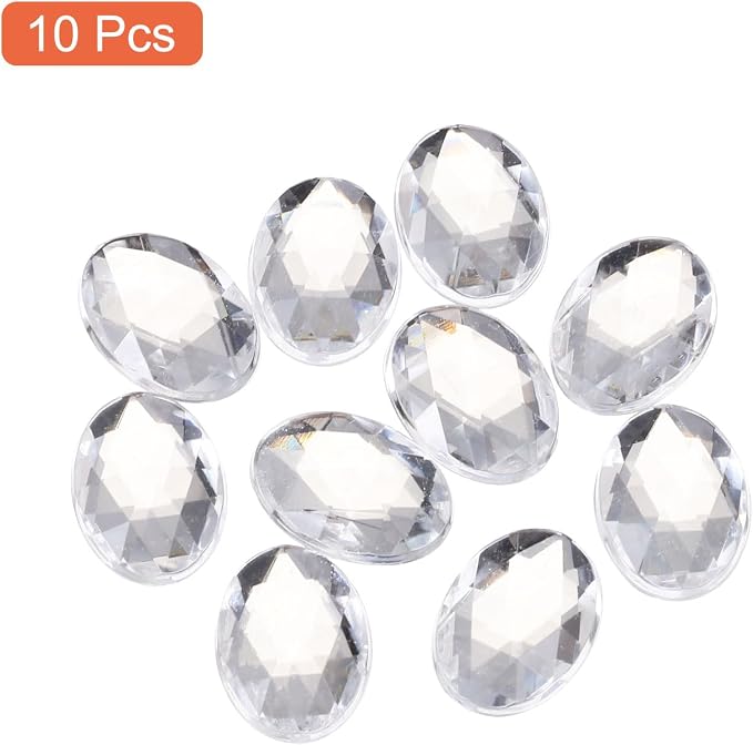 MECCANIXITY 10Pcs Acrylic Oval Gems 30x40 mm Flat Back Artificial Rhinestones - Image 3