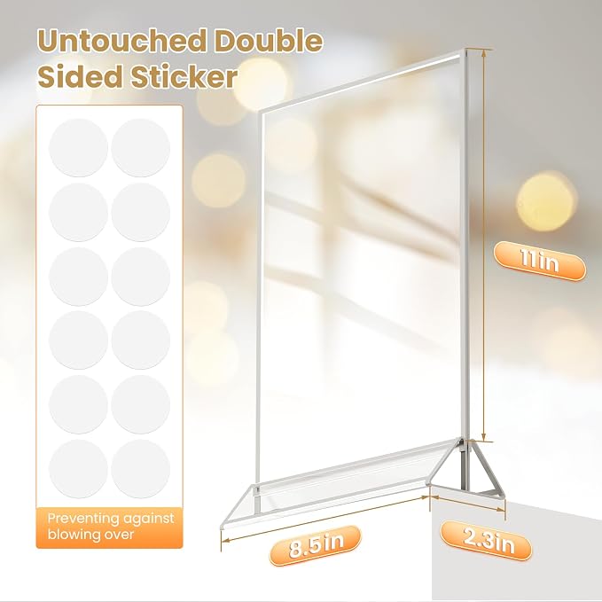 8.5X11 Silver Frames Double-Sided Acrylic Sign Holder, 6 Pack | Picture Frames - Image 2
