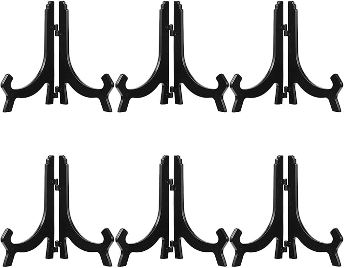 HESTYA 6 Pack 7 Inch Black Acrylic Easel Stand, Display Stand, Plate Holder by Hestya