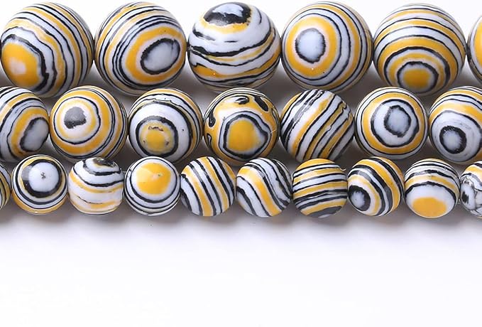 48PCS 8MM Yellow Malachite Beads Stone Beads Energy Healing Beads for DIY Jewelry Bracelet Necklace Making for Jewelry Making 15Inch