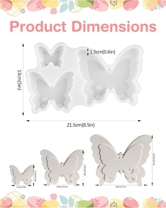Epoxy Resin Molds for Spring Butterfly Soft Silicone Molds Set of 3 Sizes - Image 2