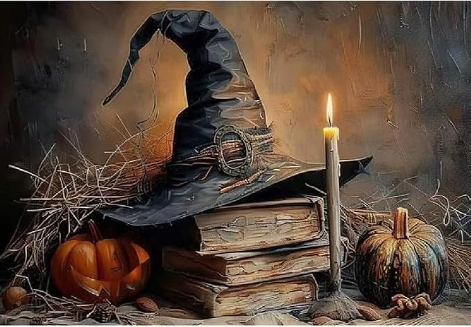 Eiazuiks Halloween Stamping Cross Stitch Kit, Witch Halloween Counting Cross by Eiazuiks