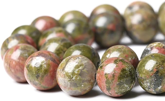 45pcs 8mm Natural Unakite Gemstone Beads Round Loose Beads for Jewelry Making DIY Bracelet Necklace