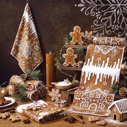 Redbaker 6 Pcs Gingerbread House Kitchen Towels Christmas Dish Towels - Image 6