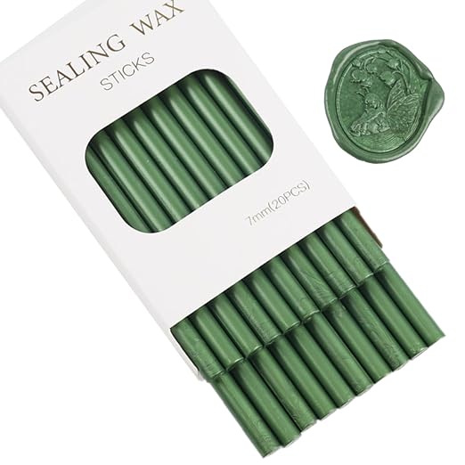 20Pcs Wax Seal Sticks Set with Glue Gun, Great for Wedding Invitations, Envelopes, Gift Wrapping (Pine Green)