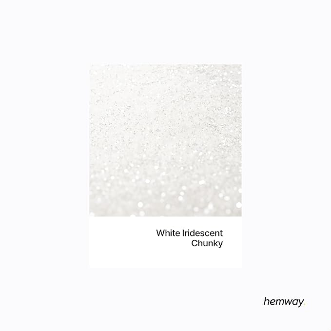 Hemway Polyurethane & Epoxy Resin Glitter 100g / 3.5oz Metallic Crystal Flake Additive for Flooring Jewelry Tumblers Glass Pigment - Chunky (1/40" 0.025" 0.6mm) - White Iridescent