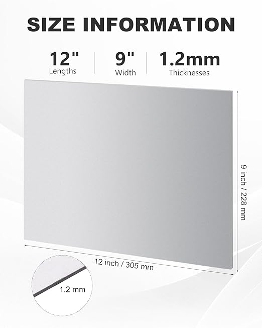 2 Pcs 18 Gauge Steel Sheets Metal Cold Rolled Steel Plate, 12" x 9" Weldable Metal Sheet for DIY Craft Projects, Industrial, Professional