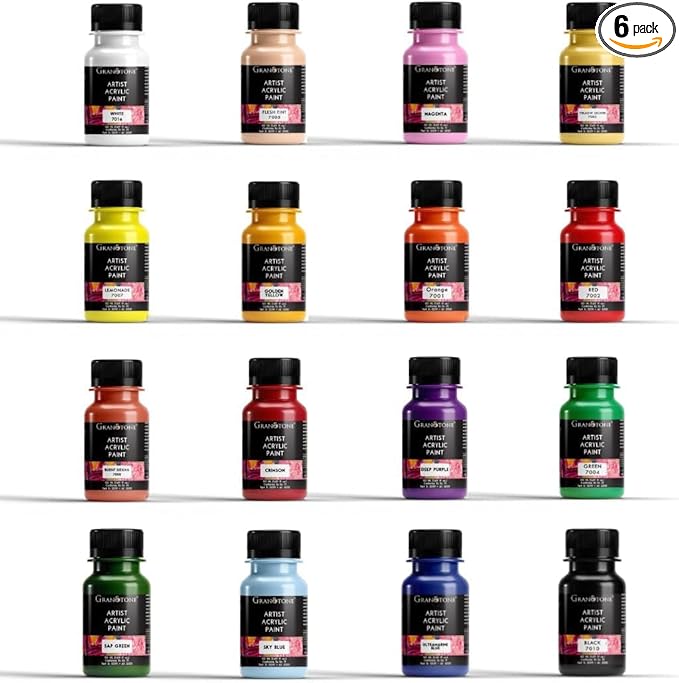 GRANOTONE Acrylic Paint Set | Glows in Black Light | Non-Toxic & Vibrant Paint | Ideal for Art, Crafts, Kids, & Hobbyists | Made in India (Acrylic Paint)