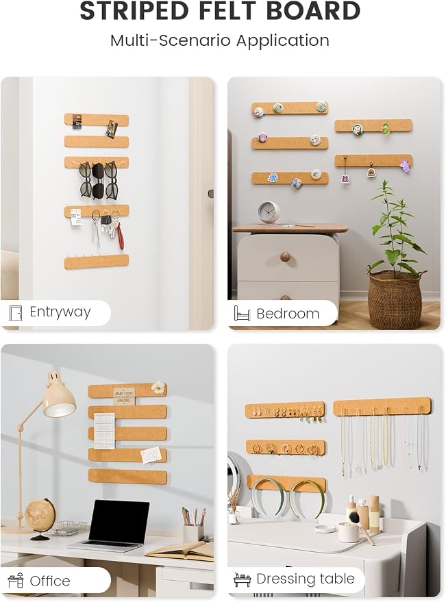 Fluxynara Cork Board Alternative Felt Strip Board 5-Pack 13"x2", Office Pin - Image 6