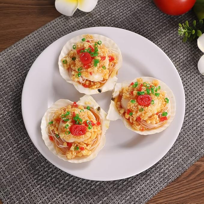 12 Pcs Sea Shells White Large Scallop Shells for Baking Cooking, Big Natural Clam Seashells for DIY Crafts Seashell Beach Decorating for Home Decor(3.5-4inch)