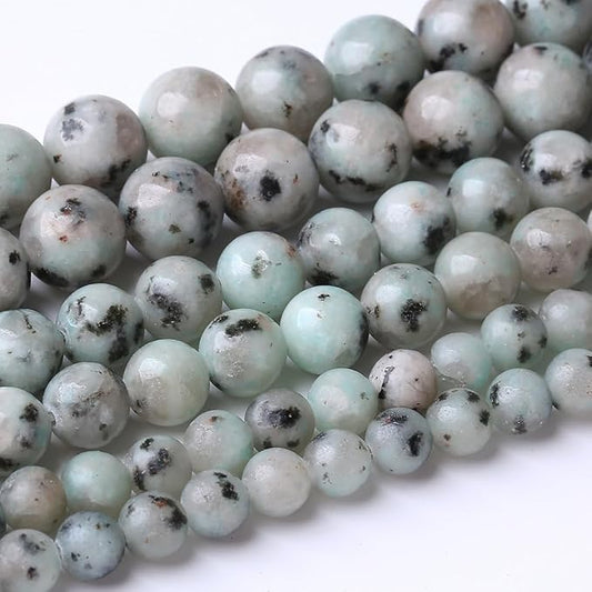 32PCS 12MM Mint Sesame Jasper Stone Beads Energy Healing Beads for DIY Jewelry Bracelet Necklace Making for Jewelry Making 15Inch