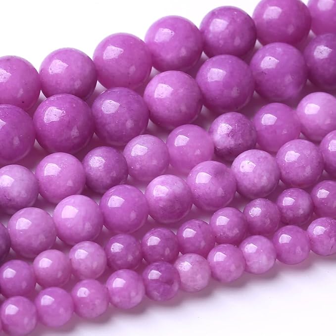 90PCS 4MM Natural Purple Jade Beads Round Loose Stone Beads for Jewelry Making DIY Energy Stone Healing Power Bracelet 15"
