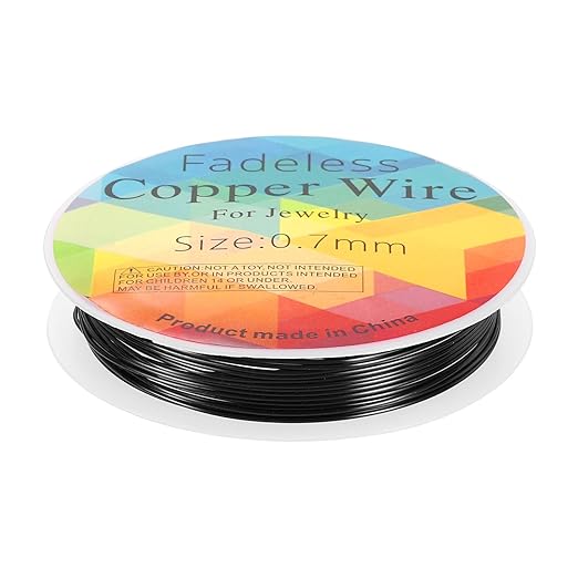 HARFINGTON 10ft Jewelry Wire, 22 Gauge (0.7mm) Brass Craft Soft Metal Tarnish Resistant Copper Beading Wire for Jewelry Making Supplies Crafting, Black