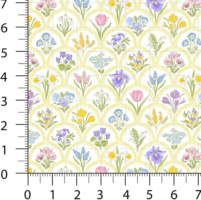 Patchwork Fabric Panel 100x155 cm, 100% Cotton Satin, 6 Coordinated Spring - Image 4