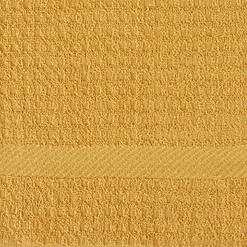 DII Basic Terry Collection Waffle Dishtowel Set, Solid Mustard, 4 Piece - Image 4