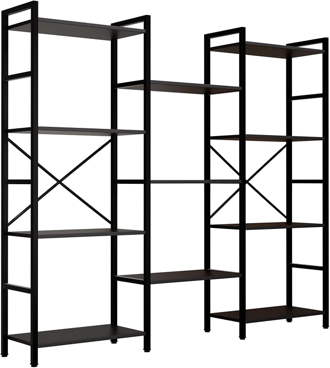 GRUSIGN Triple 4 Tier Book Shelf, Modern Bookcase Shelf, Freestanding Large by GRUSIGN