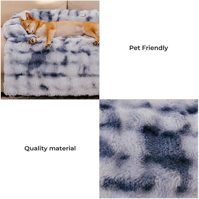 FUNNY FUZZY Pet Fluffy Fuzzy Couch Cover, Calming Washable Dog Bed Sofa - Image 2